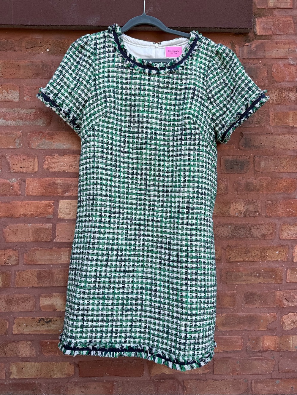 kate spade green, white and navy tweed sheath dress - Picture 2 of 6